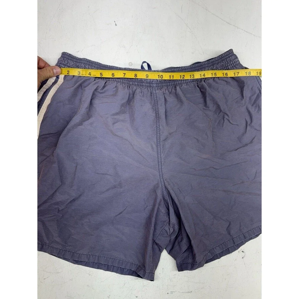 Speedo Swimming Trunks Blue Gray w/ White Stripes Lined Vintage 1990s Men’s XL